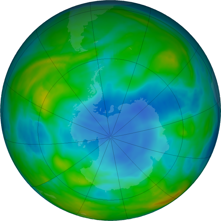 Antarctic ozone map for 16 June 2018